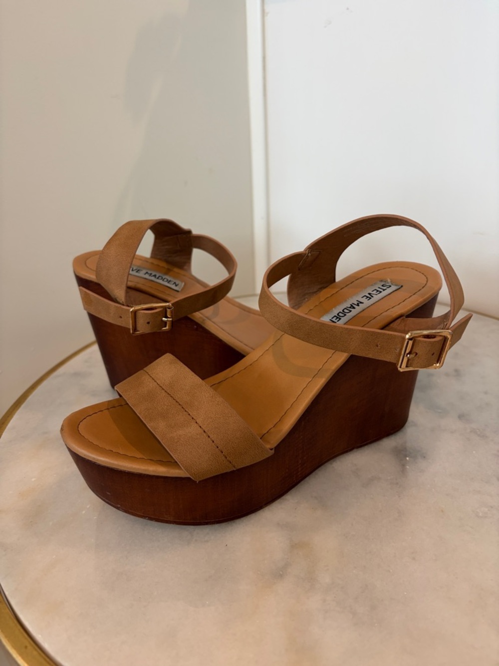 Steve Madden Tan Brown Wedge Sandals